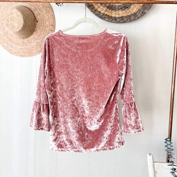 Dusty Pink Crushed Velvet Top - Picture 3 of 6
